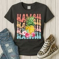 Hawaii Retro Tropical Pineapple Floral Women's T-Shirt thumb 3