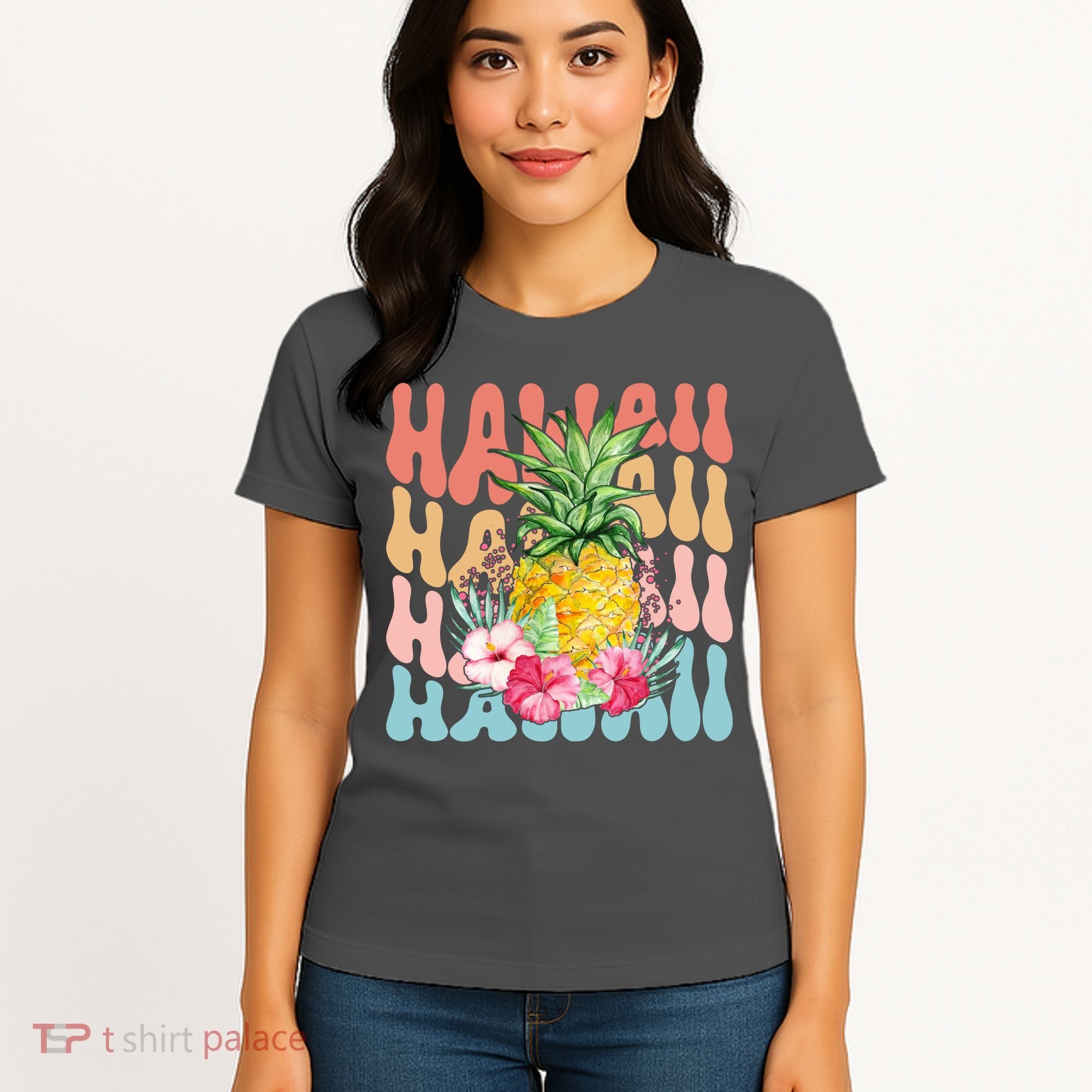 Hawaii Retro Tropical Pineapple Floral Women's T-Shirt