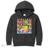 Hawaii Retro Tropical Pineapple Floral Kids Hoodie thumb 0