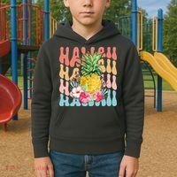 Hawaii Retro Tropical Pineapple Floral Kids Hoodie thumb 2