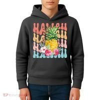 Hawaii Retro Tropical Pineapple Floral Kids Hoodie thumb 4