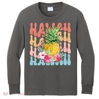 Hawaii Retro Tropical Pineapple Floral Kids Long Sleeve Shirt thumb 0