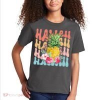 Hawaii Retro Tropical Pineapple Floral Kids T-Shirt thumb 2