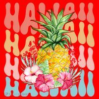 Hawaii Retro Tropical Pineapple Floral Santa Hat thumb 1