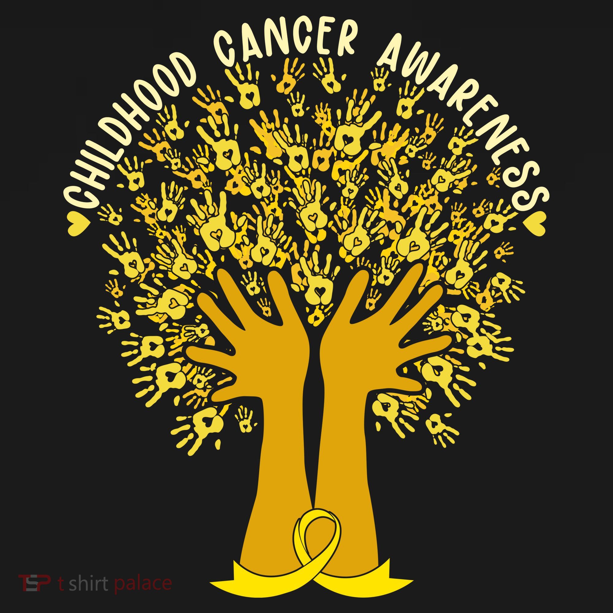 Handprint Ribbon Tree Childhood Cancer Awareness Hoodie