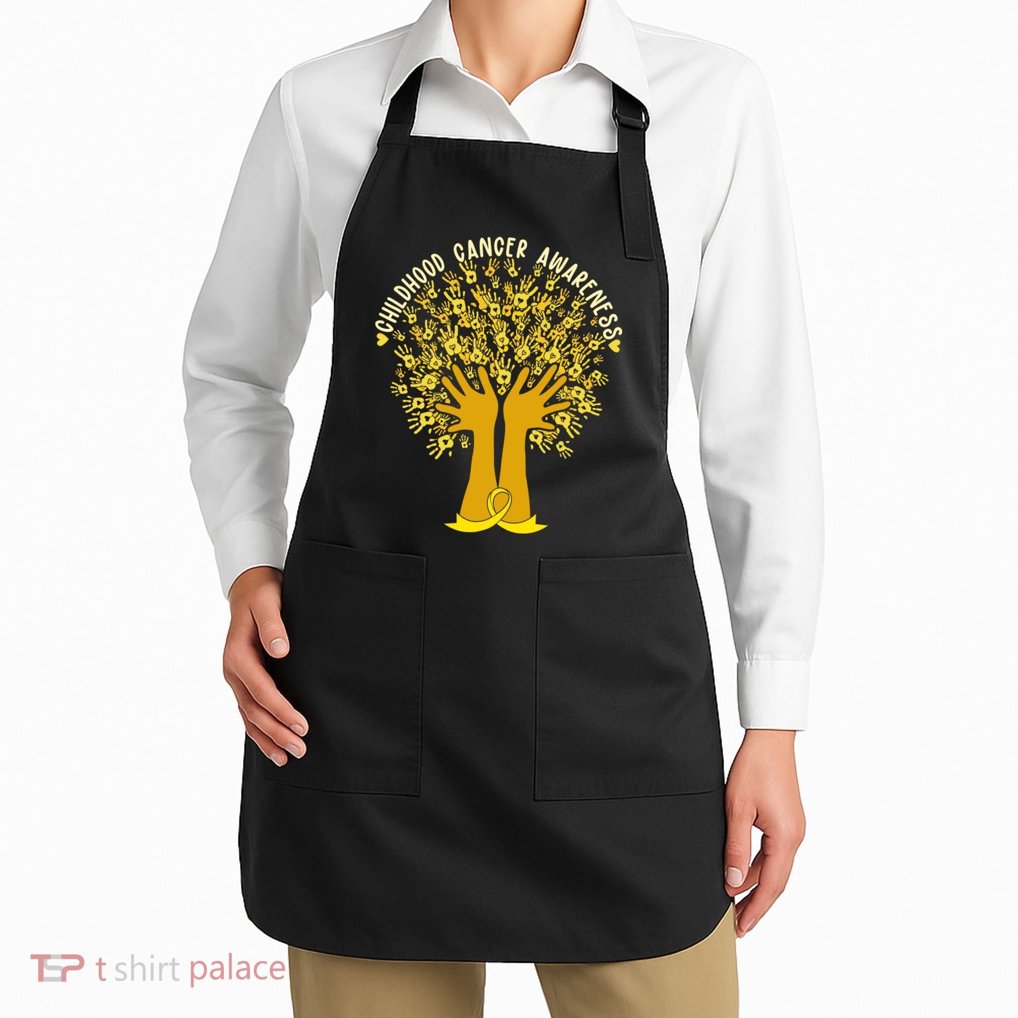 Handprint Ribbon Tree Childhood Cancer Awareness Apron