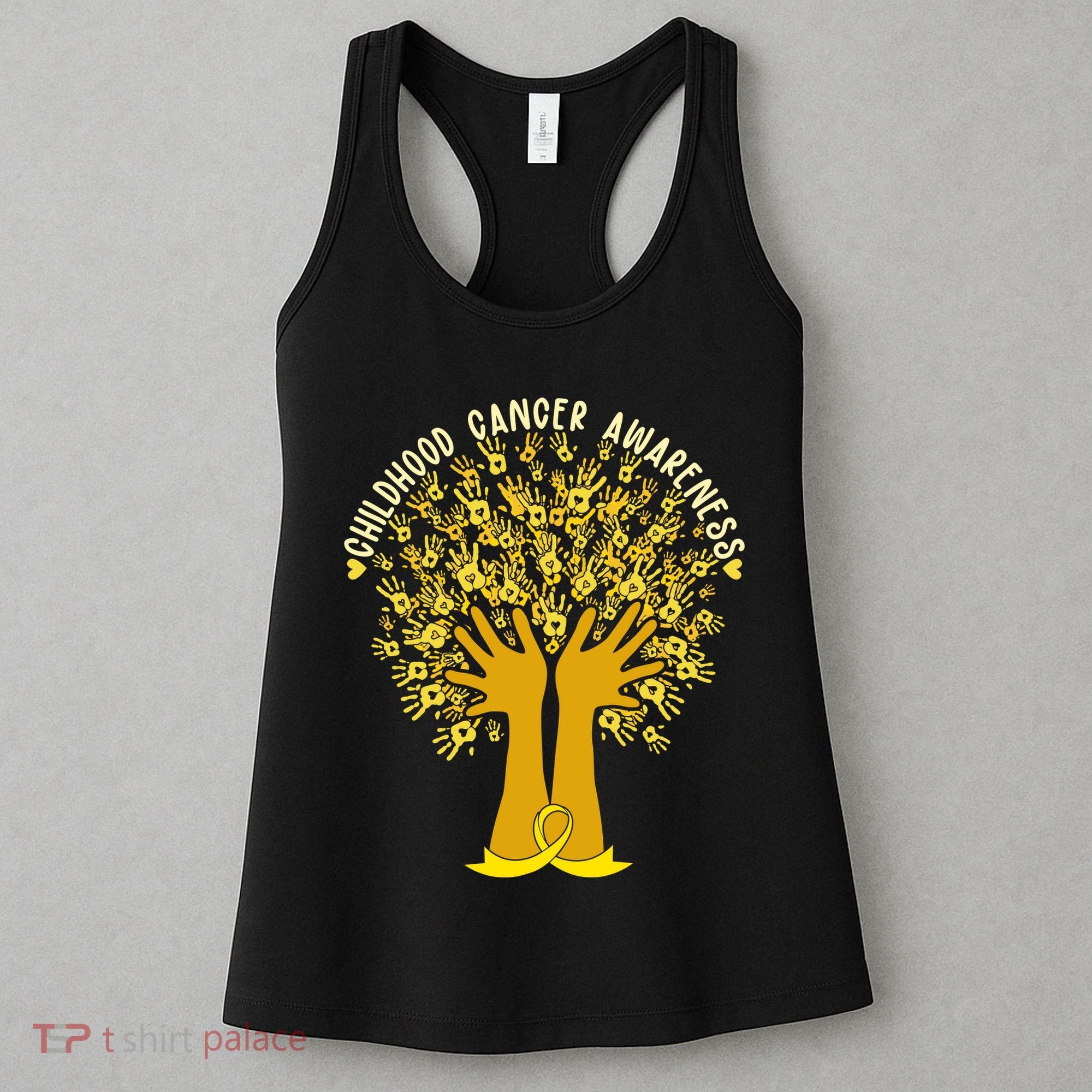 Handprint Ribbon Tree Childhood Cancer Awareness Women's Tank Top