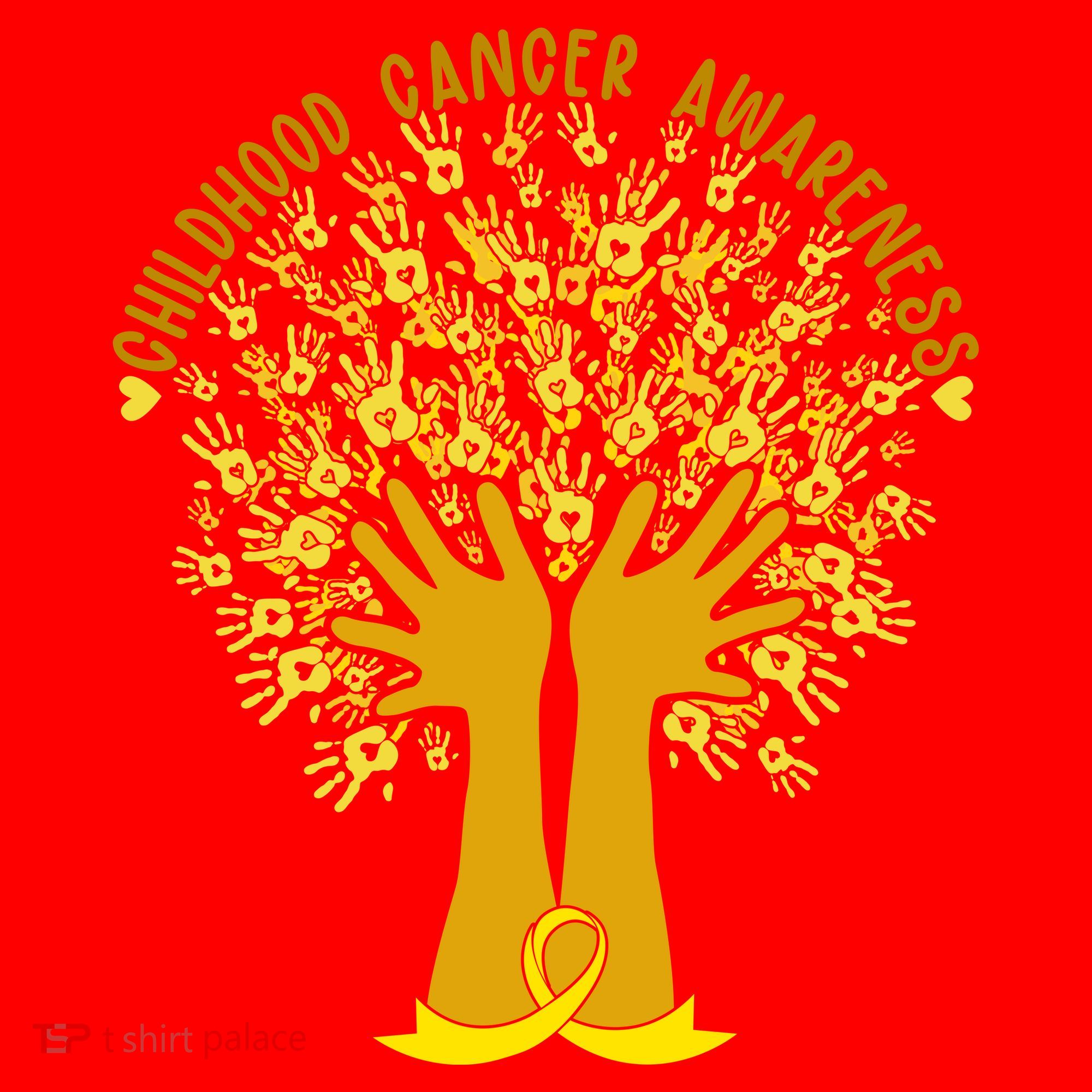 Handprint Ribbon Tree Childhood Cancer Awareness Santa Hat