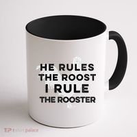 He Rules The Roost I Rule The Rooster Funny Boss Chickens Coffee Mug thumb 1