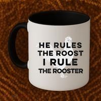 He Rules The Roost I Rule The Rooster Funny Boss Chickens Coffee Mug thumb 2