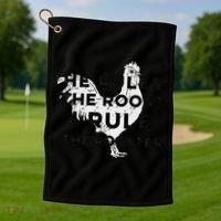 He Rules The Roost I Rule The Rooster Funny Boss Chickens Golf Towel thumb 1