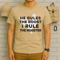 He Rules The Roost I Rule The Rooster Funny Boss Chickens T-Shirt thumb 6