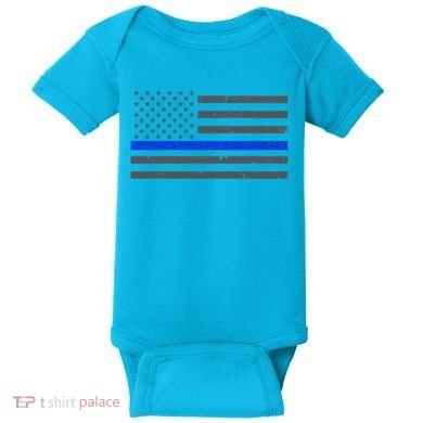 Honor Respect Thin Blue Line Flag Gift Police Gift Baby Bodysuit