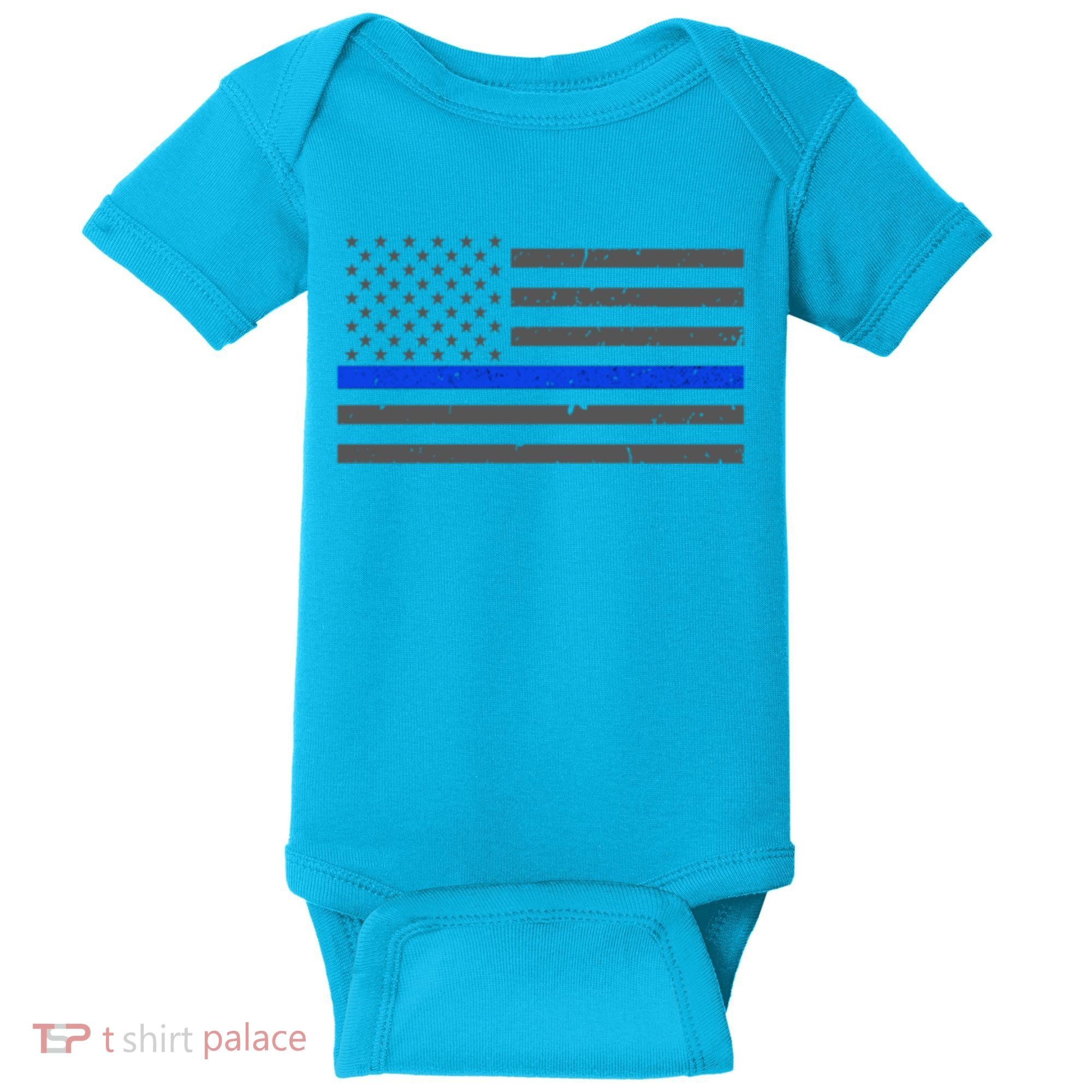 Honor Respect Thin Blue Line Flag Gift Police Gift Baby Bodysuit