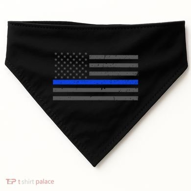 Honor Respect Thin Blue Line Flag Gift Police Gift USA-Made Doggie Bandana