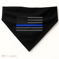 Honor Respect Thin Blue Line Flag Gift Police Gift USA-Made Doggie Bandana thumb 0