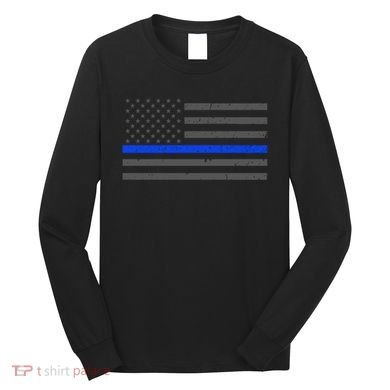 Honor Respect Thin Blue Line Flag Gift Police Gift Long Sleeve Shirt