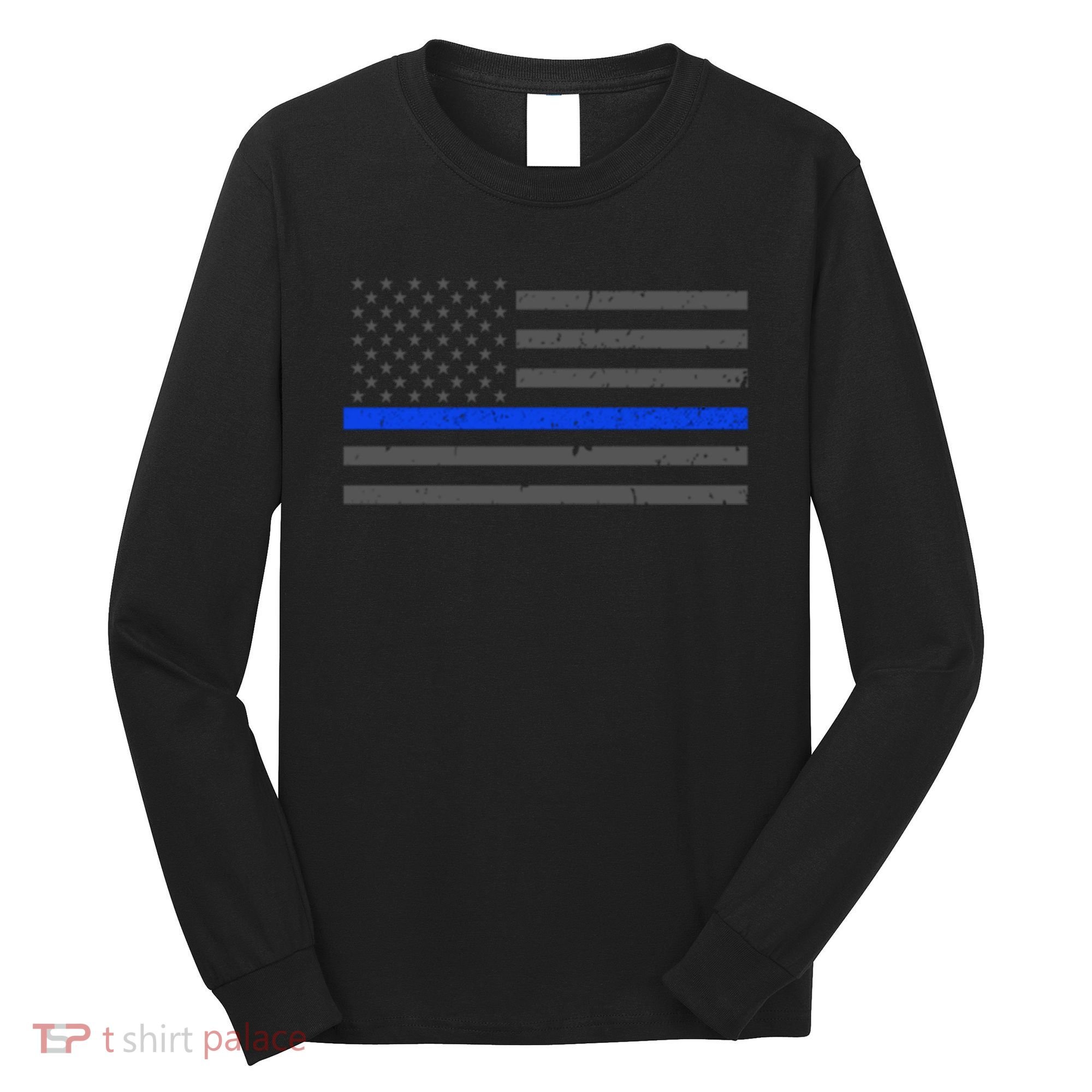 Honor Respect Thin Blue Line Flag Gift Police Gift Long Sleeve Shirt
