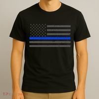 Honor Respect Thin Blue Line Flag Gift Police Gift T-Shirt thumb 3