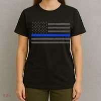 Honor Respect Thin Blue Line Flag Gift Police Gift T-Shirt thumb 4