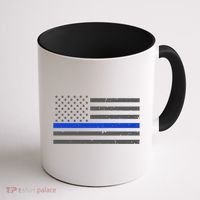 Honor Respect Thin Blue Line Flag Gift Police Gift Coffee Mug thumb 1