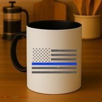 Honor Respect Thin Blue Line Flag Gift Police Gift Coffee Mug thumb 4