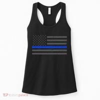 Honor Respect Thin Blue Line Flag Gift Police Gift Women's Tank Top thumb 0