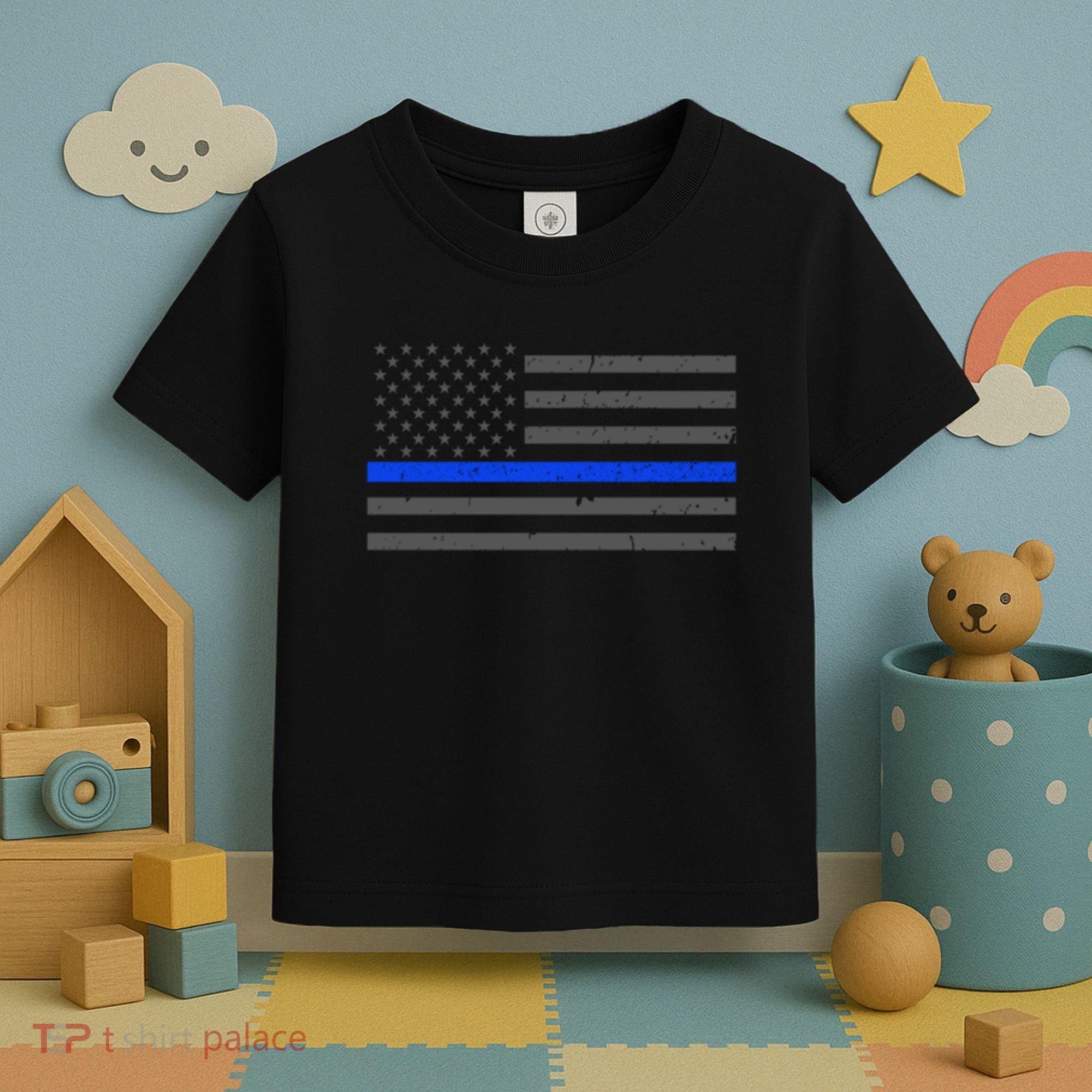 Honor Respect Thin Blue Line Flag Gift Police Gift Toddler T-Shirt
