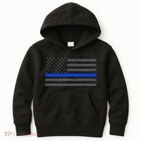 Honor Respect Thin Blue Line Flag Gift Police Gift Kids Hoodie thumb 0