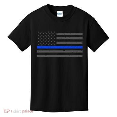 Honor Respect Thin Blue Line Flag Gift Police Gift Kids T-Shirt