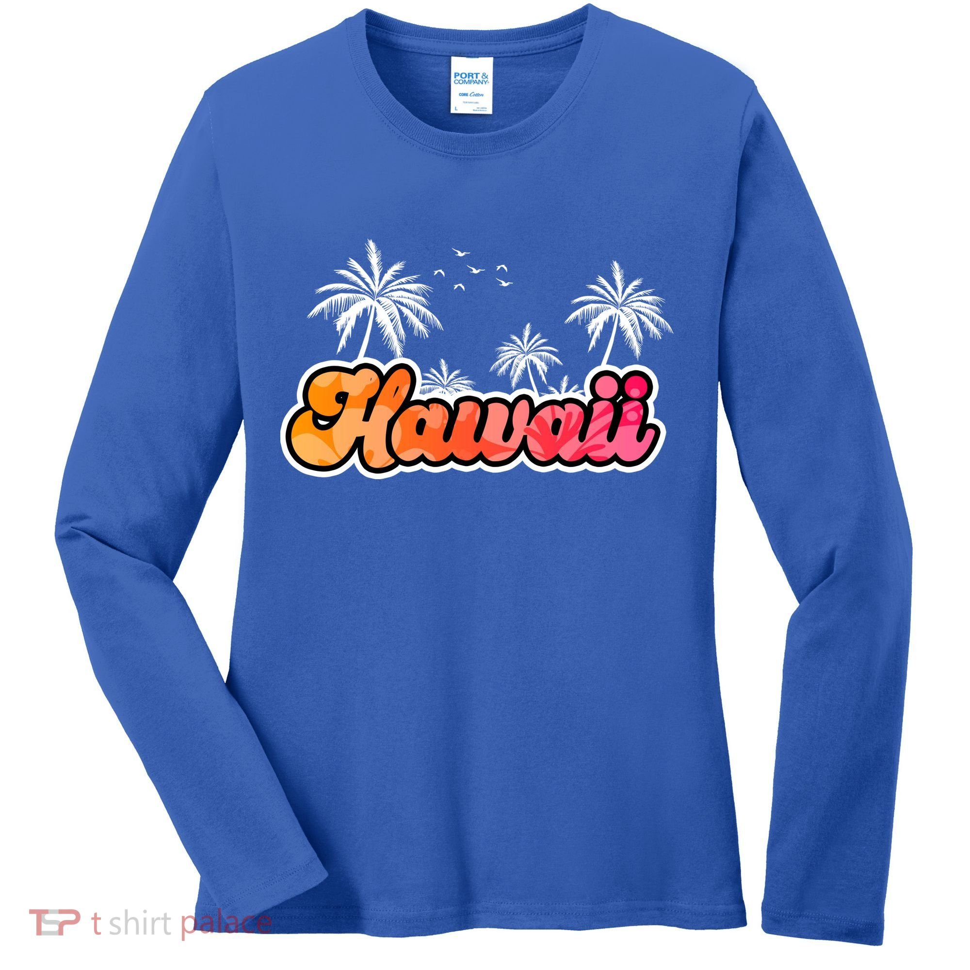 Hawaii Retro Tropical Women's Long Sleeve Shirt