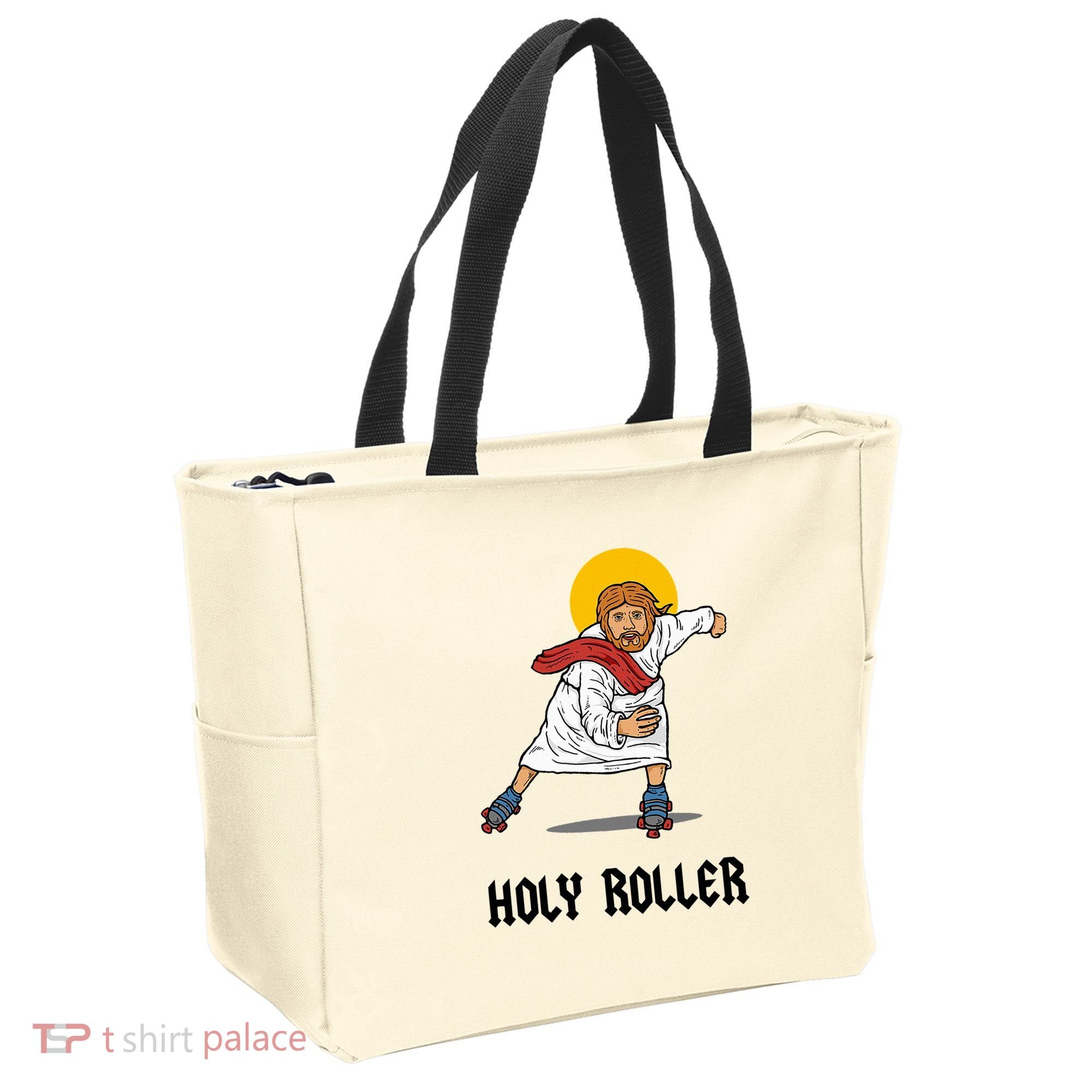 Holy Roller T Jesus Roller Skates Skating Tote Bag