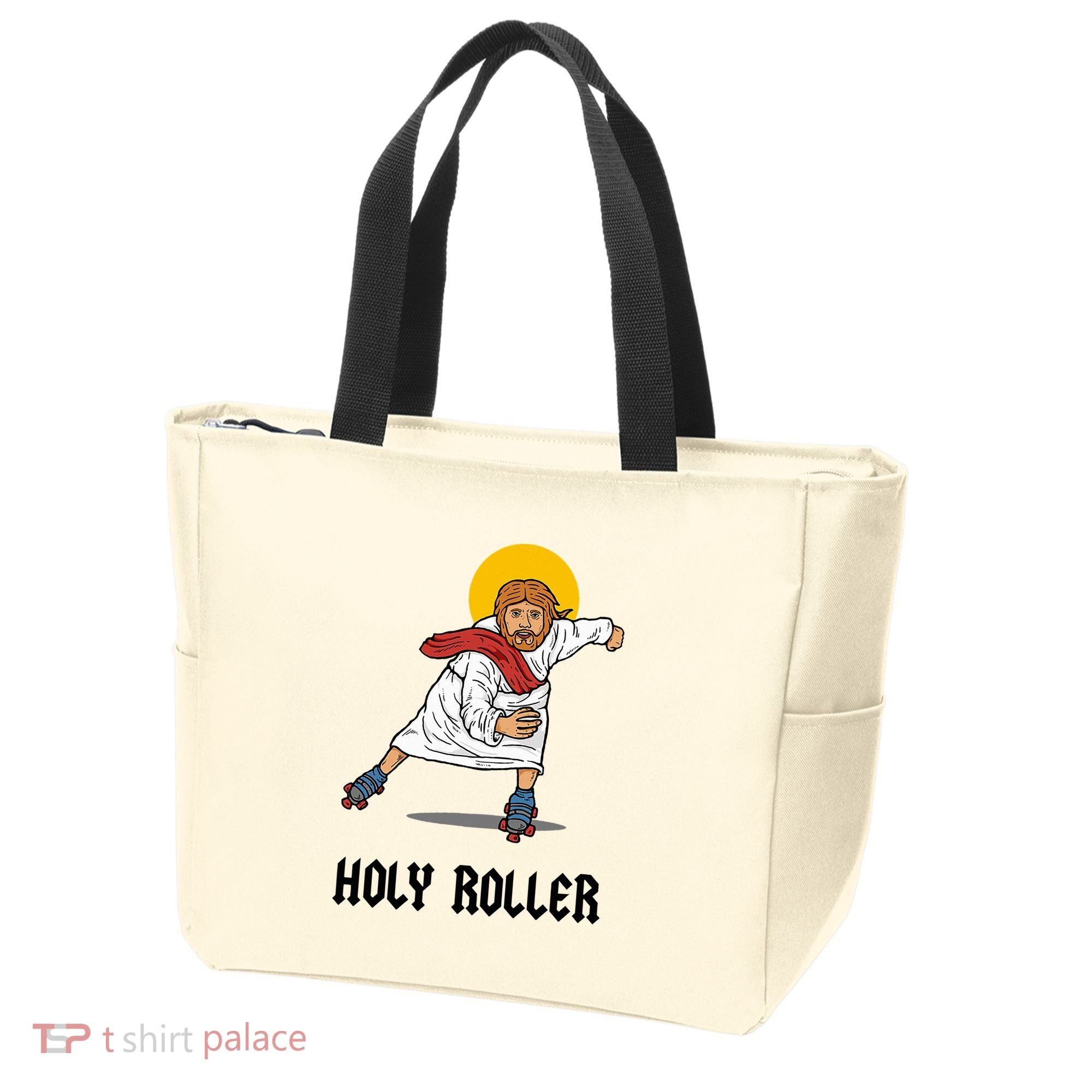 Holy Roller T Jesus Roller Skates Skating Tote Bag