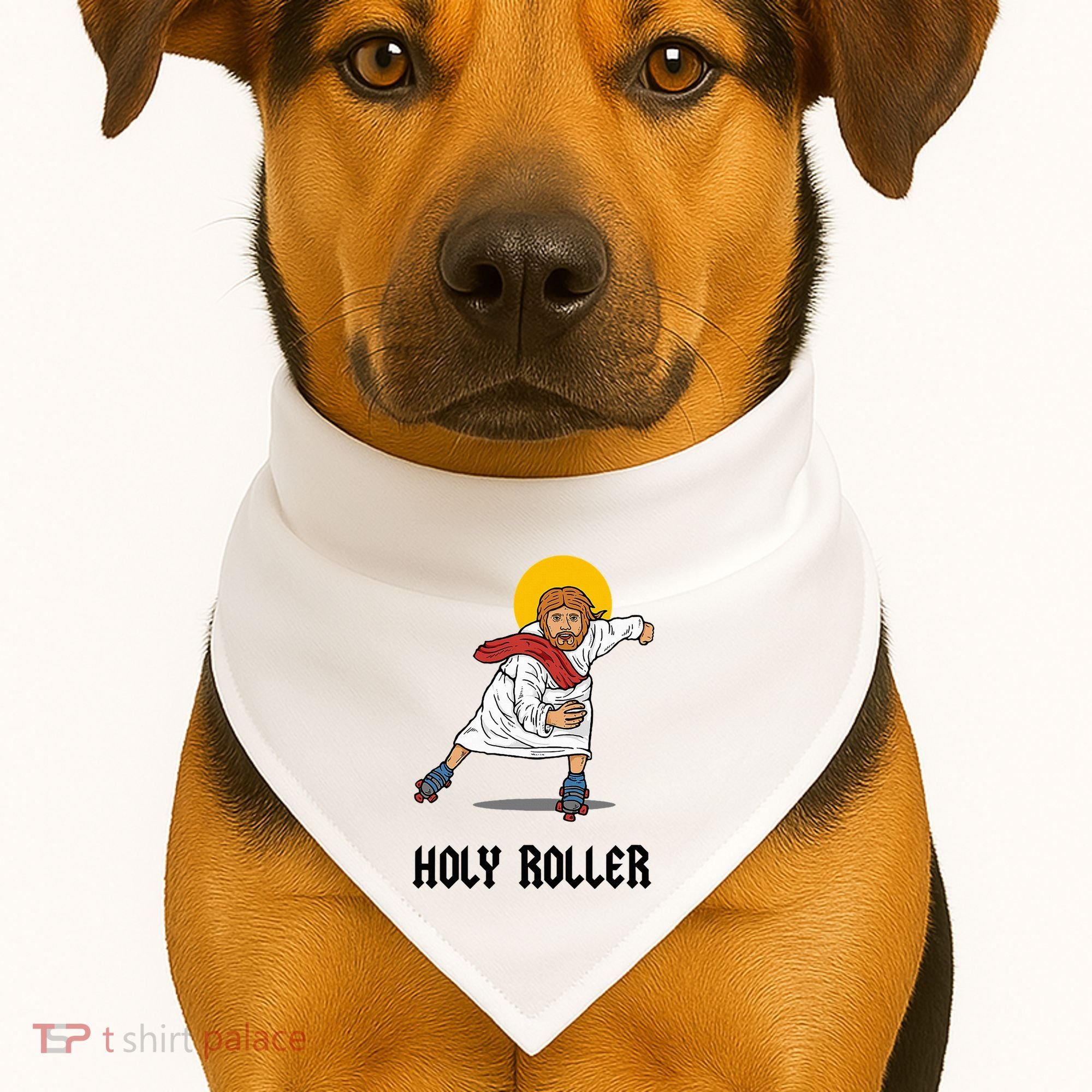 Holy Roller T Jesus Roller Skates Skating USA-Made Doggie Bandana
