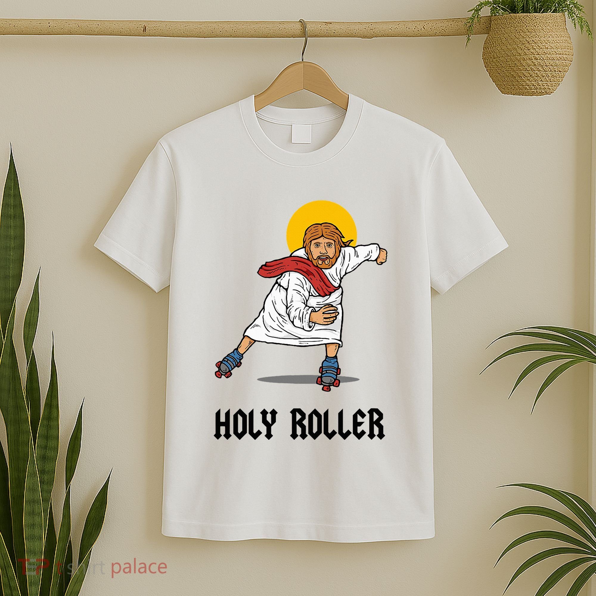 Holy Roller T Jesus Roller Skates Skating T-Shirt