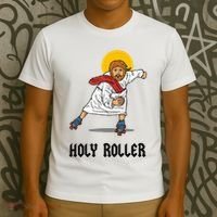 Holy Roller T Jesus Roller Skates Skating T-Shirt thumb 3
