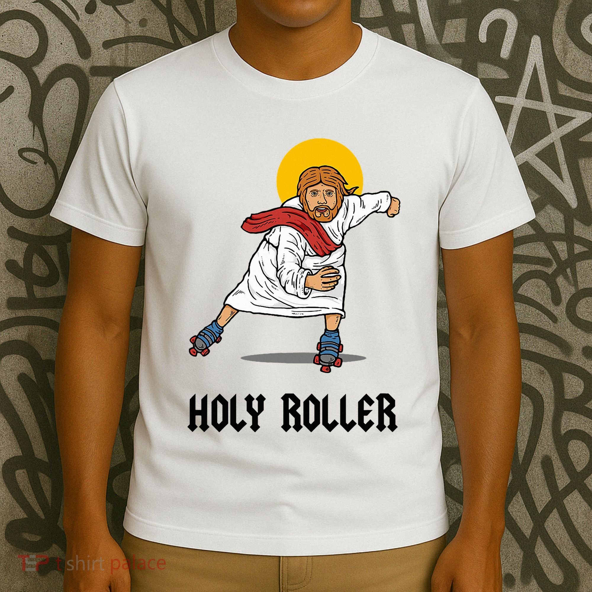 Holy Roller T Jesus Roller Skates Skating T-Shirt