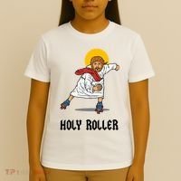 Holy Roller T Jesus Roller Skates Skating T-Shirt thumb 4
