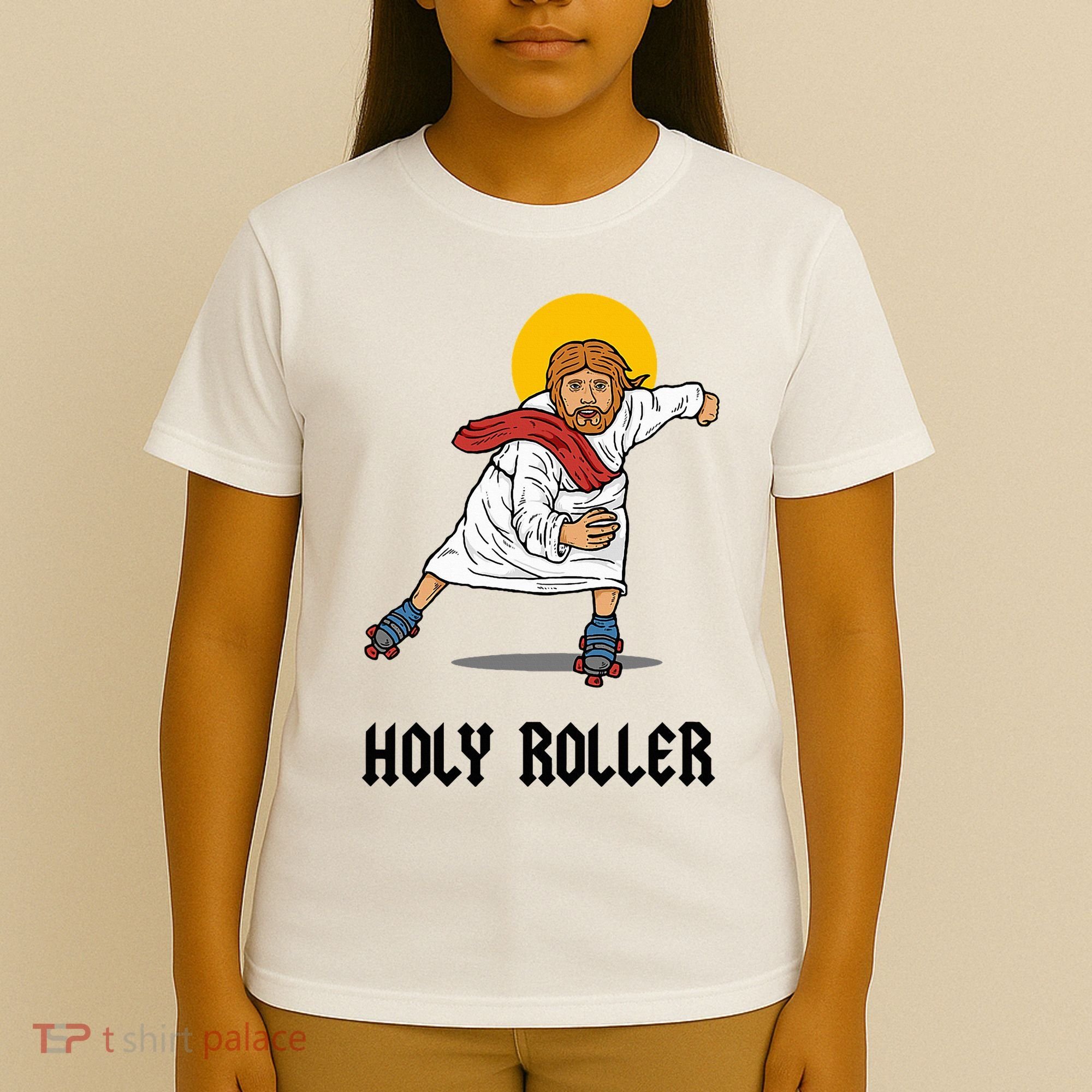 Holy Roller T Jesus Roller Skates Skating T-Shirt