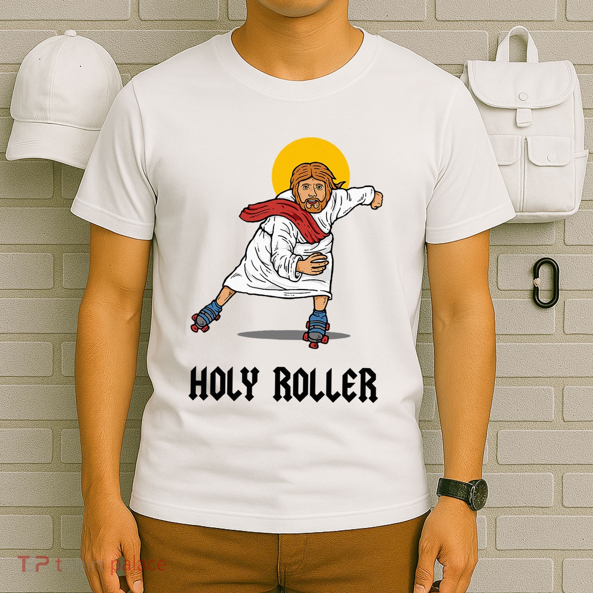 Holy Roller T Jesus Roller Skates Skating T-Shirt