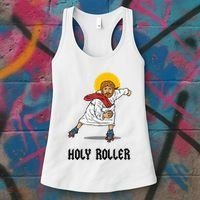 Holy Roller T Jesus Roller Skates Skating Women's Tank Top thumb 3