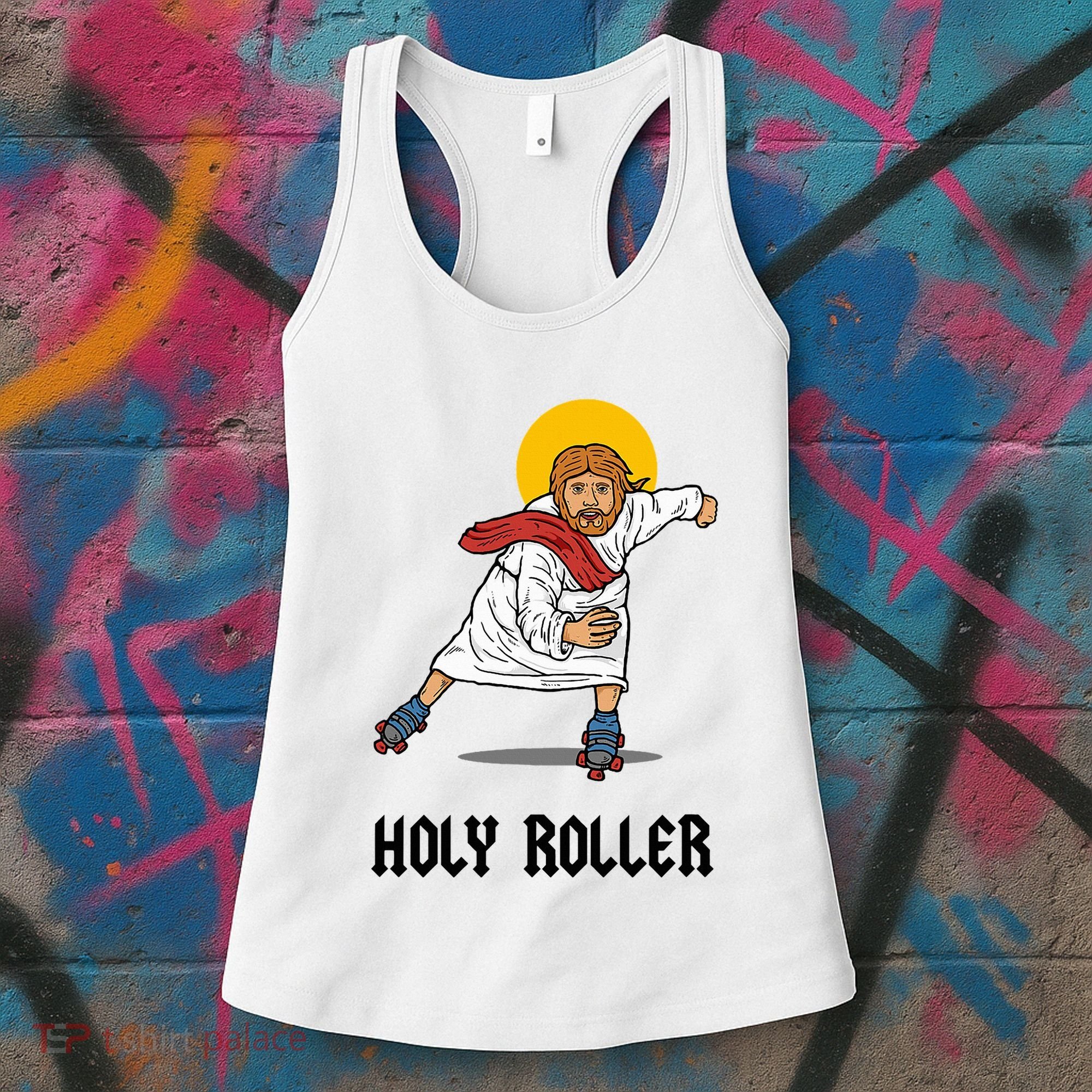 Holy Roller T Jesus Roller Skates Skating Women's Tank Top