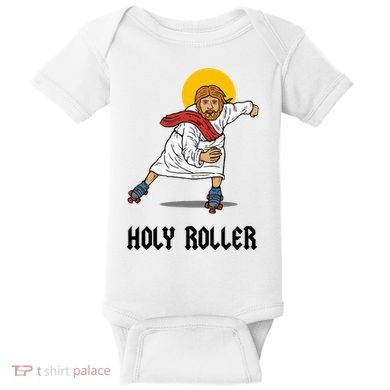 Holy Roller T Jesus Roller Skates Skating Baby Bodysuit