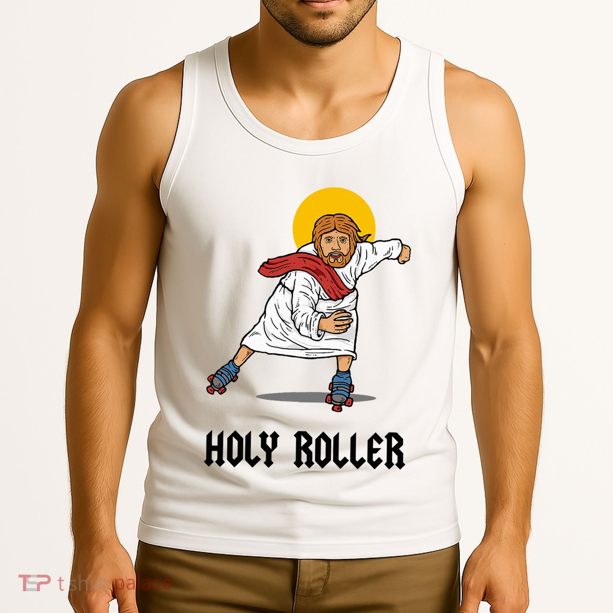 Holy Roller T Jesus Roller Skates Skating Tank Top