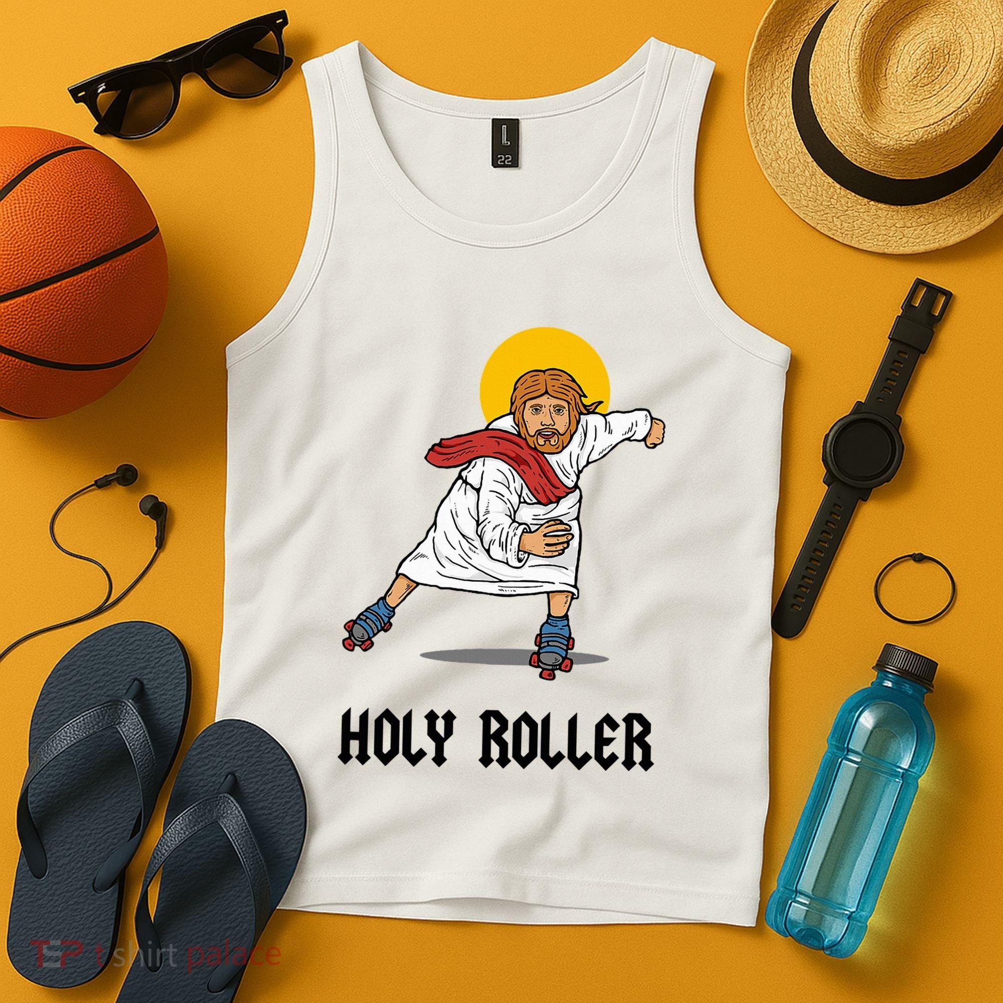 Holy Roller T Jesus Roller Skates Skating Tank Top