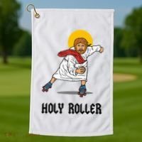 Holy Roller T Jesus Roller Skates Skating Golf Towel thumb 1