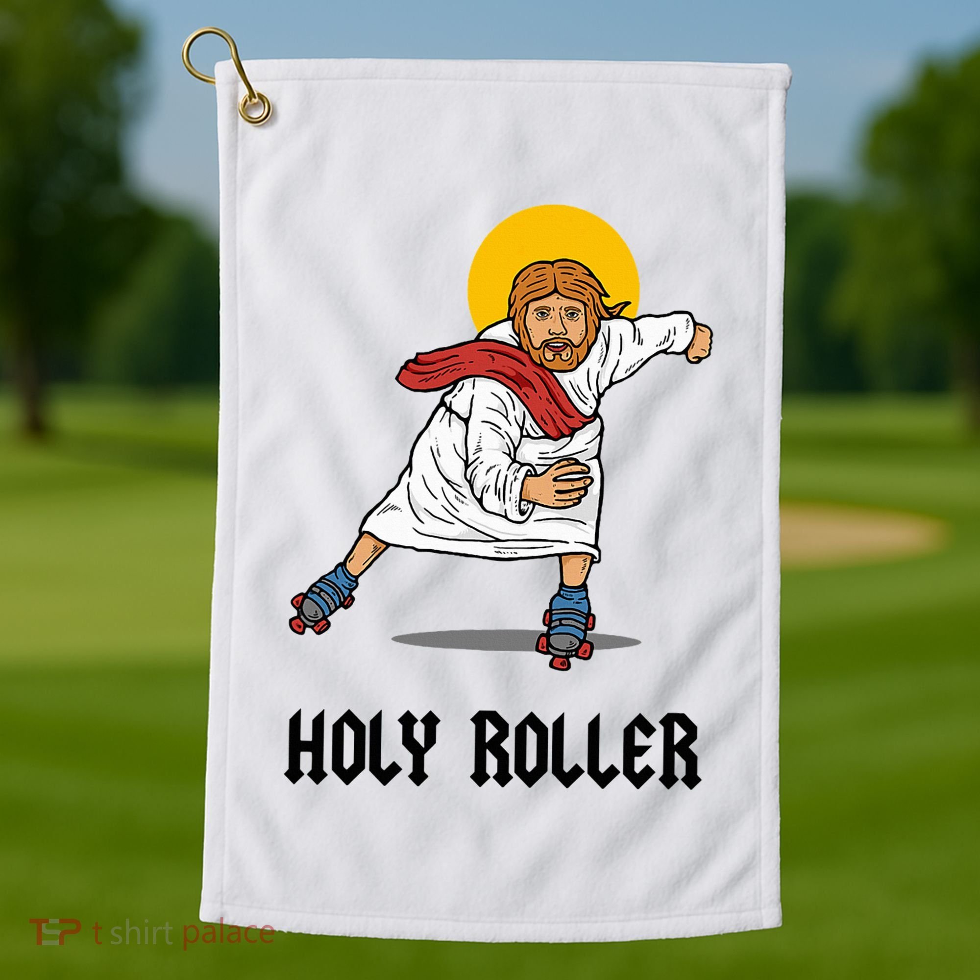 Holy Roller T Jesus Roller Skates Skating Golf Towel