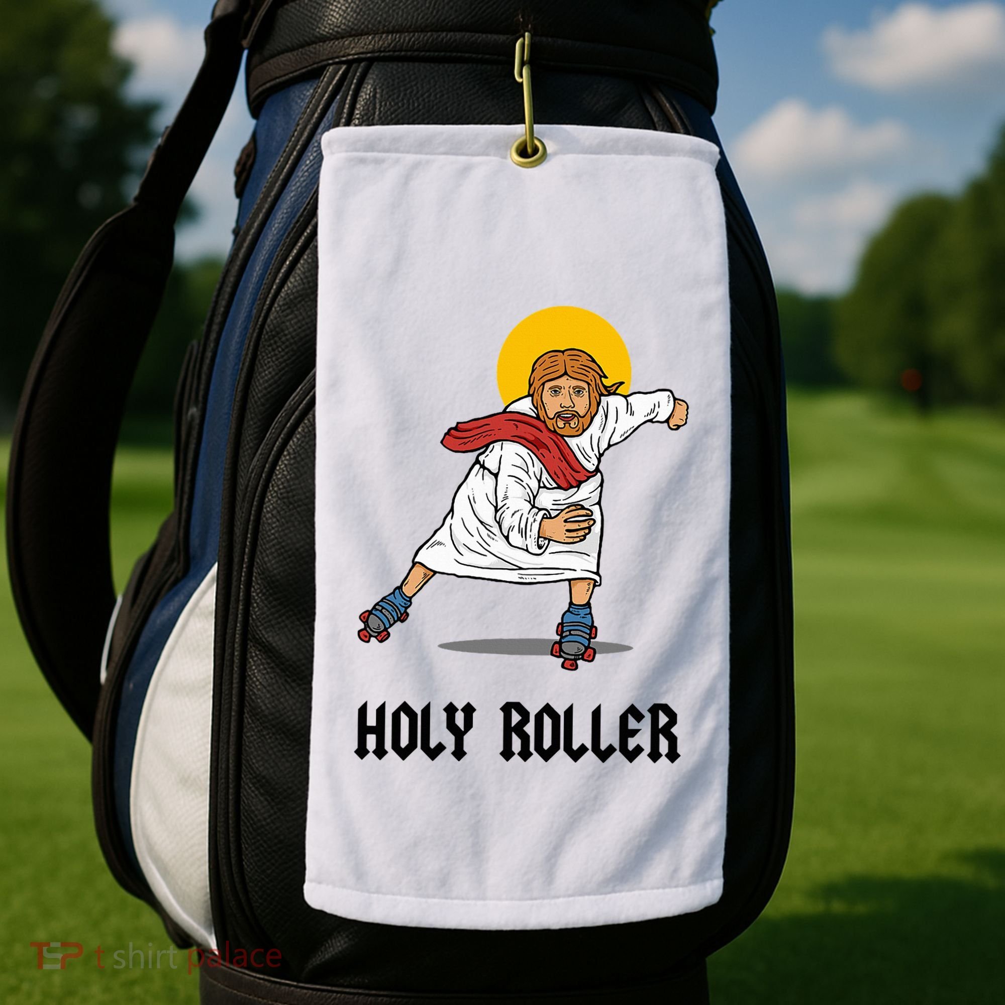 Holy Roller T Jesus Roller Skates Skating Golf Towel