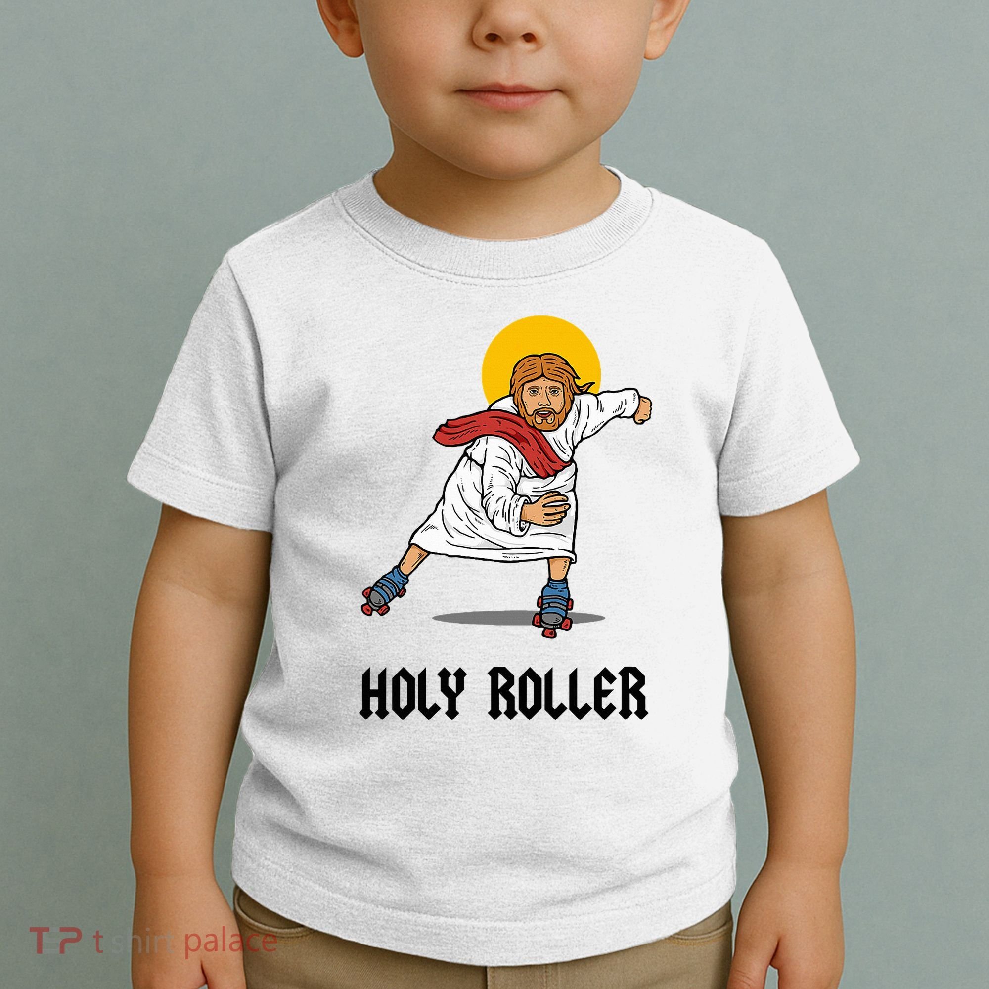 Holy Roller T Jesus Roller Skates Skating Toddler T-Shirt