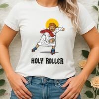 Holy Roller T Jesus Roller Skates Skating Women's T-Shirt thumb 2